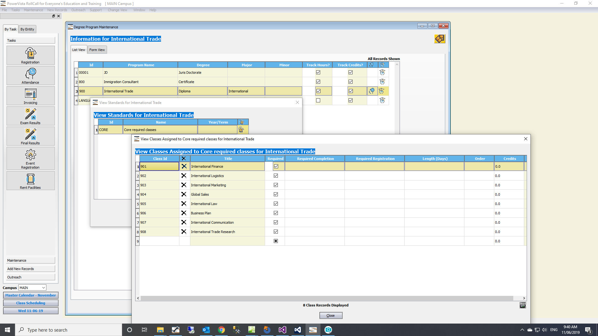 Degree Program Setup