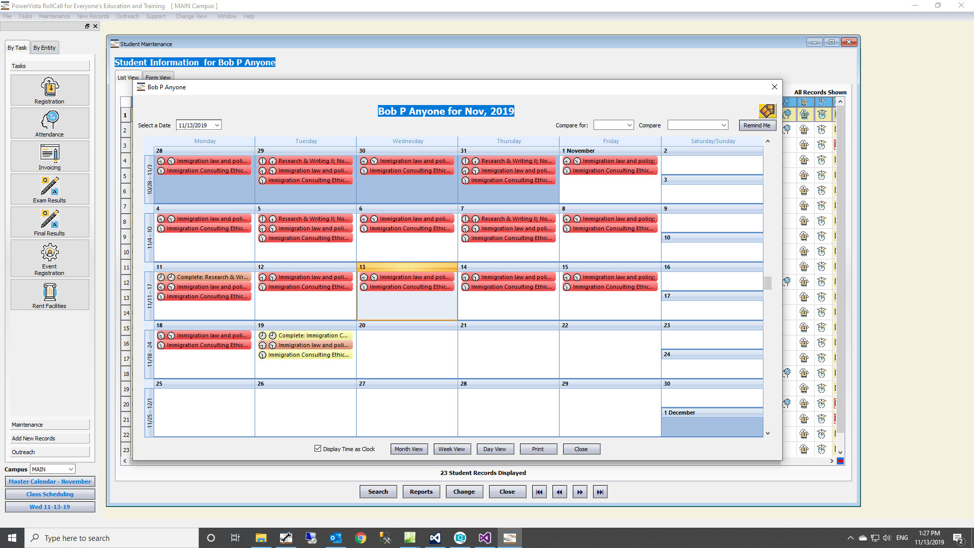 Admin client Calendar